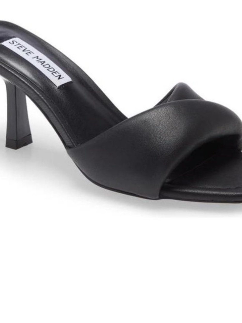 Steve Madden Black Padded Crossover Mule Heel